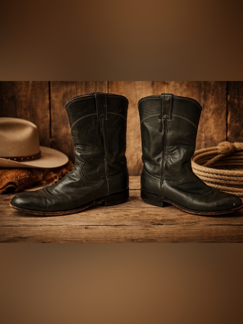 Justin Womens leather roper boots vintage Sz 8 1/2B or 8.5B western